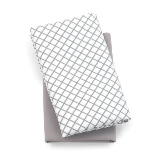 Lullaby Playard Fitted Sheet, 2-Pack - Grey Diamond
