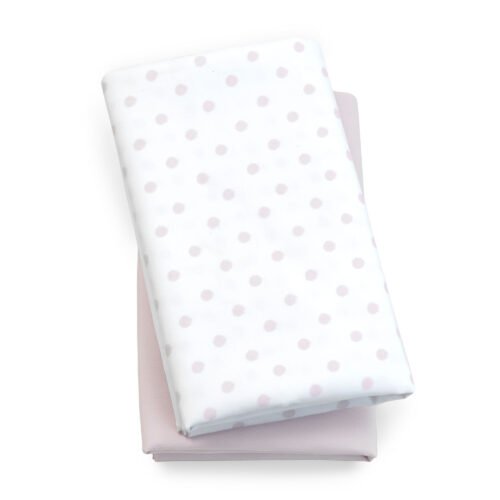 Lullaby Playard Fitted Sheet, 2-Pack- Pink Dot