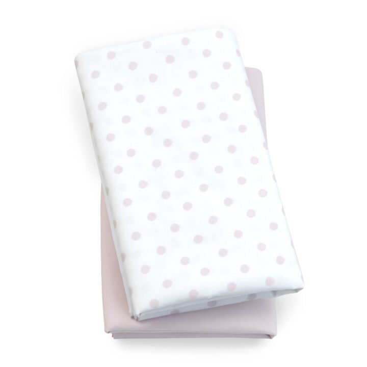 Lullaby Playard Fitted Sheet, 2-Pack- Pink Dot